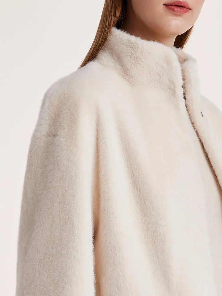 Eco-friendly Fur Stand Collar Short Coat