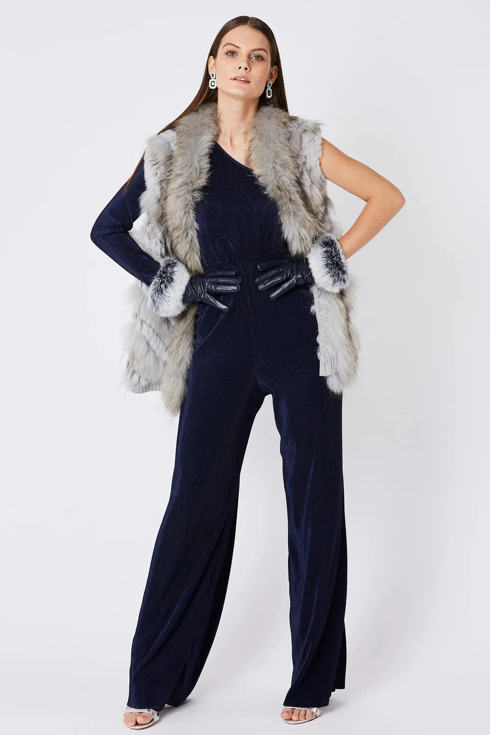 Grey Fox And Coney Fur Gilet